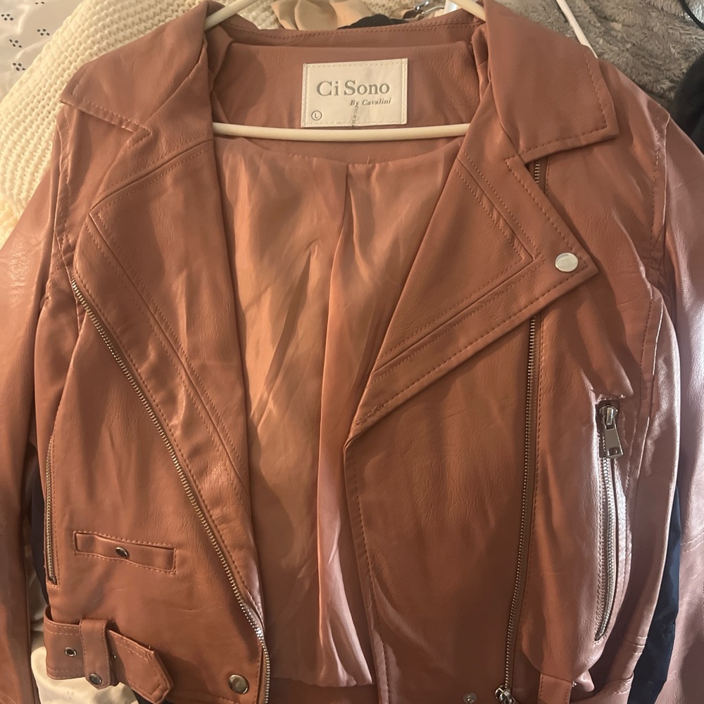 Ci Sono Women's Pink Leather Jacket